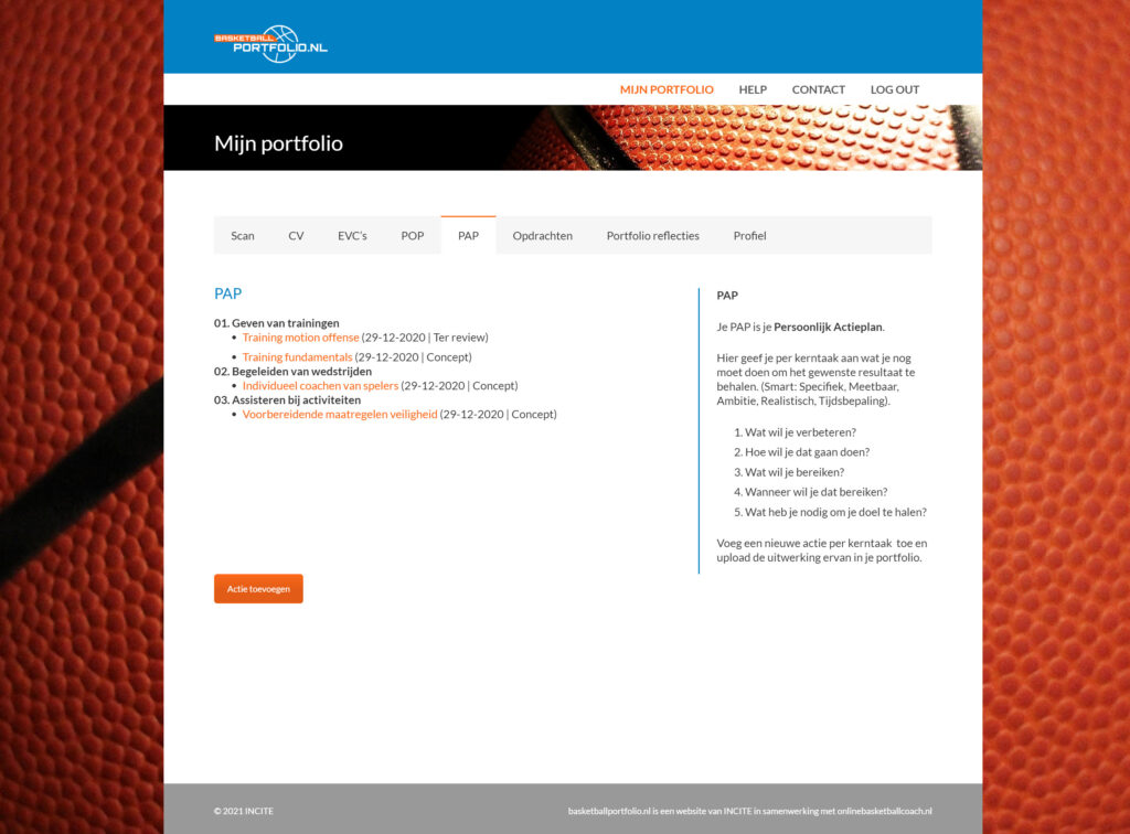 mijn basketball trainer actieplan