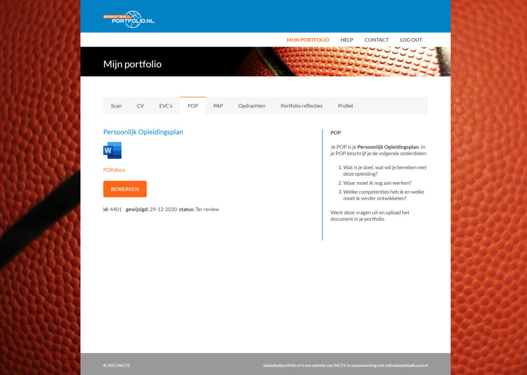 mijn basketball trainer opleidingsplan