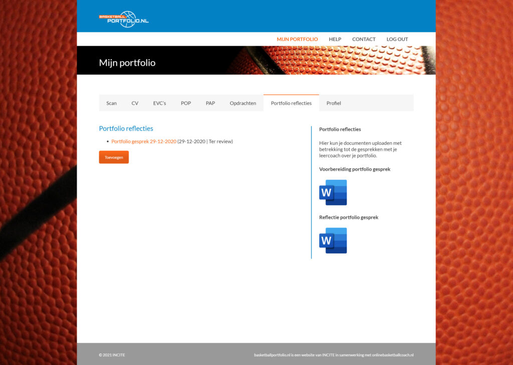 mijn basketball trainer portfolio reflecties