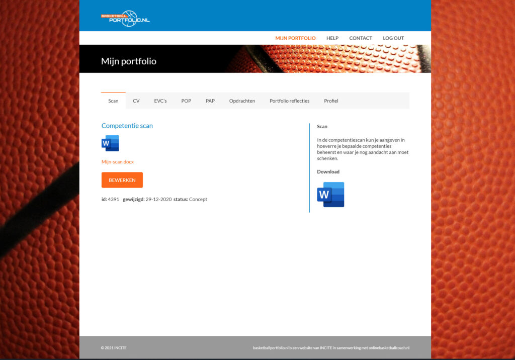 mijn basketball trainer portfolio competentie scan